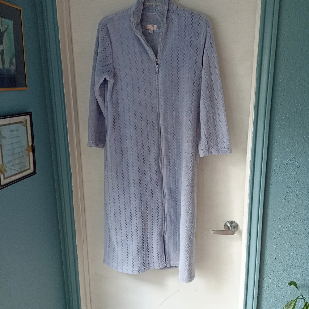 Oscar de la Renta Soft Blue Robe - Picture 1 of 3